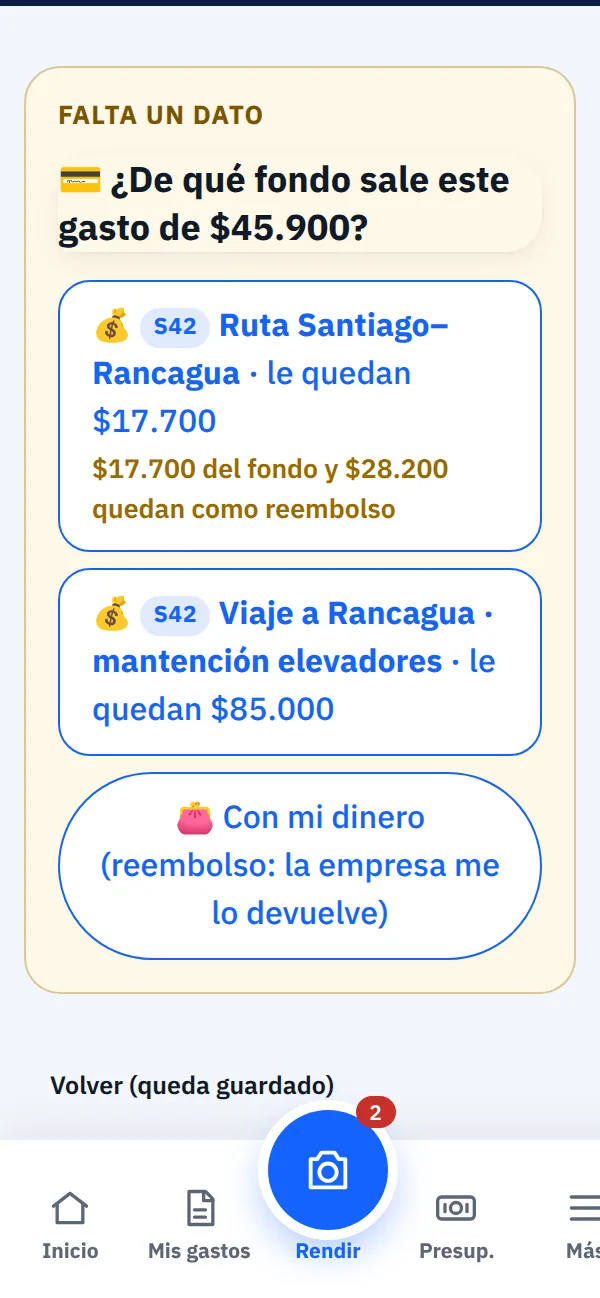 Al rendir, elige de qué fondo sale