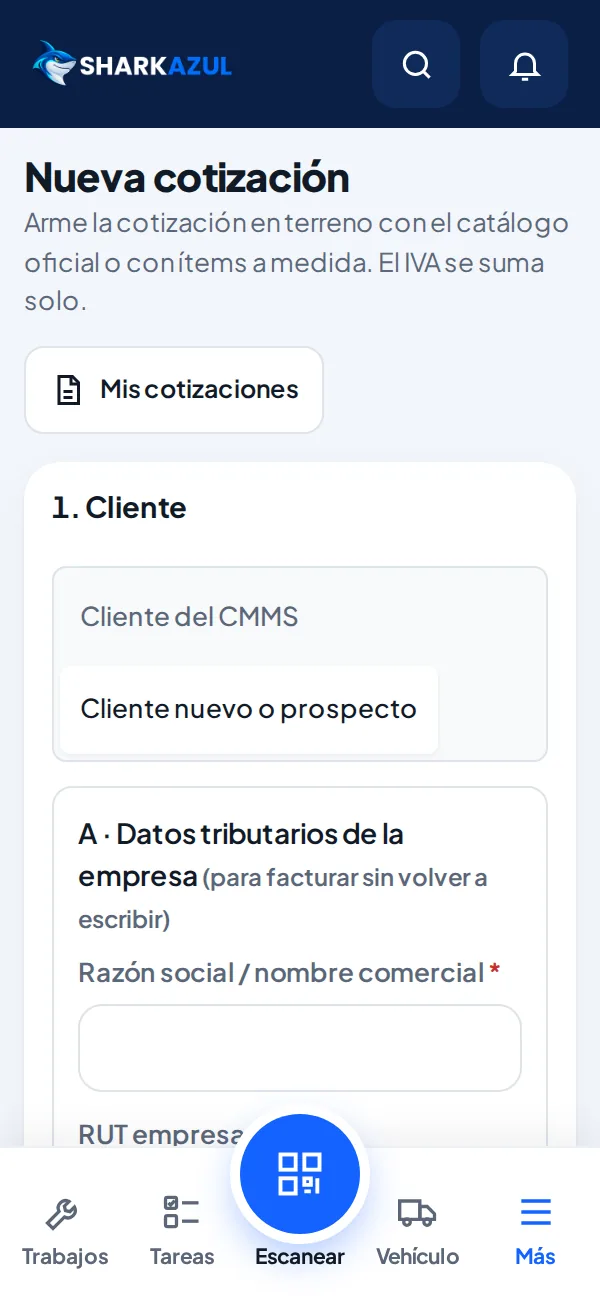 Cotizador en el celular