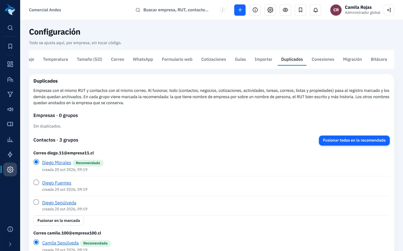 Datos limpios, sin duplicados
