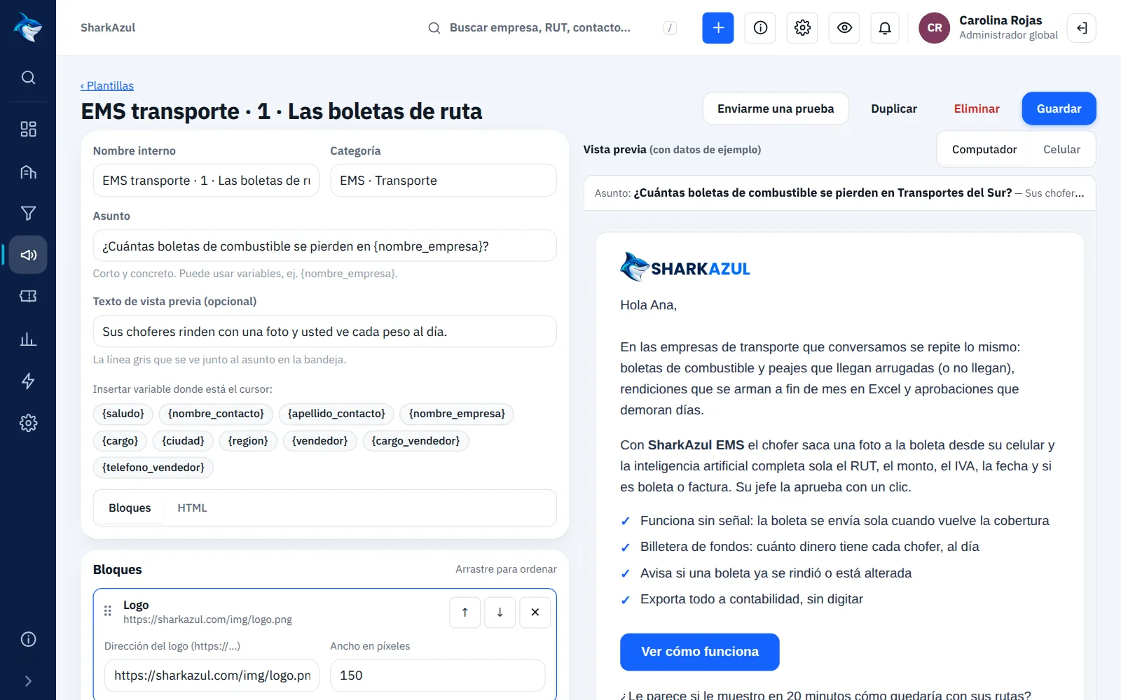 Editor de correos sin programar