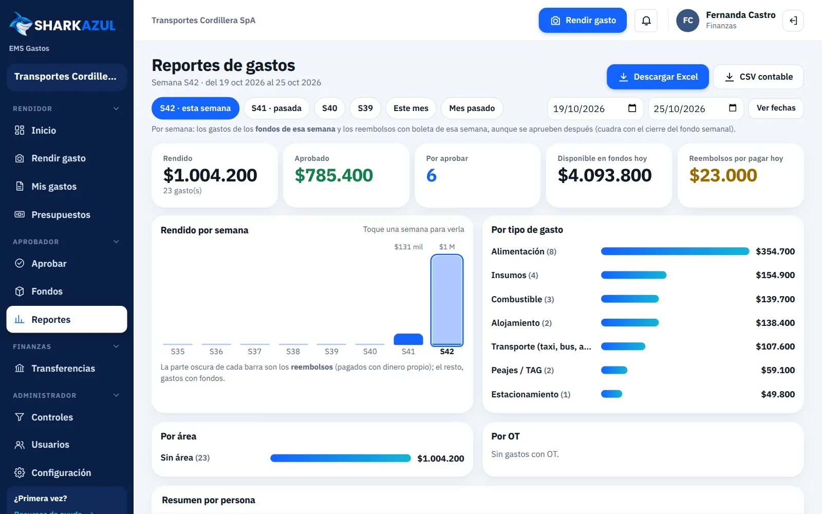 Reportes por semana y Excel en un clic