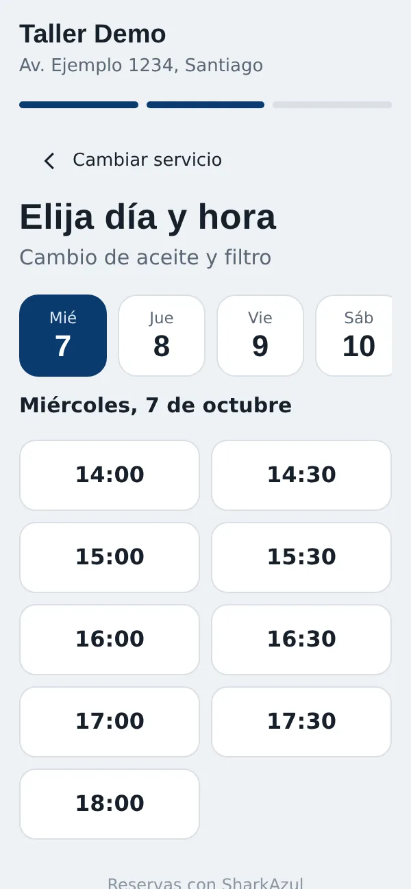 Reserva en 3 toques