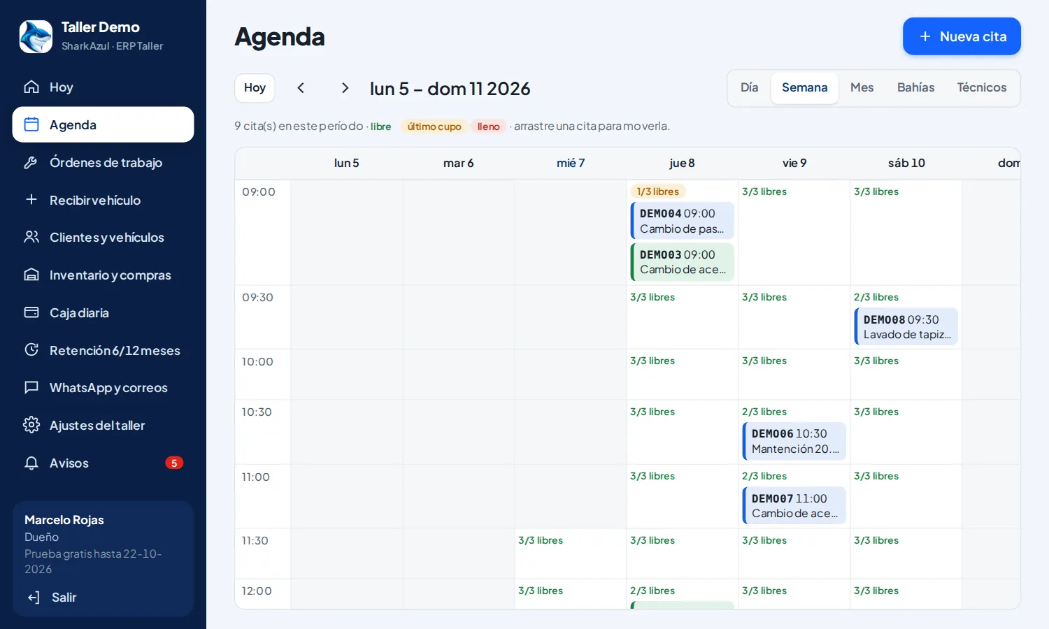 Agenda por bloques
